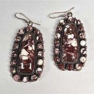 Wild Horse Magnesite Sterling Silver Dangle Southwestern Earrings 1.75" 34g